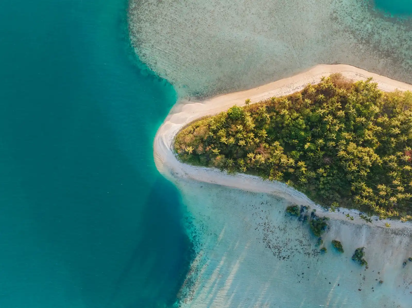Aerial view of a Mentawai Islands surf region and lagoon